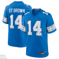 Choea D.Lions #14 Amon-Ra St. Brown Player Blue Game Stitched Jerseys
