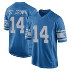 Choea D.Lions #14 Amon-Ra St. Brown Player Blue Vapor Untouchable Throwback Game Stitched Jerseys
