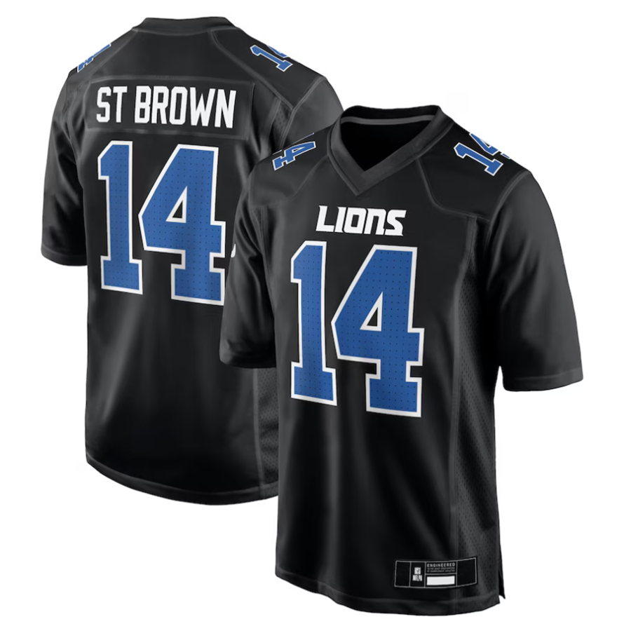 Choea D.Lions #14 Amon-Ra St. Brown Player Carbon Black Fashion Stitched Jerseys