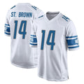 Choea D.Lions #14 Amon-Ra St. Brown Player White Home Game Stitched Jerseys