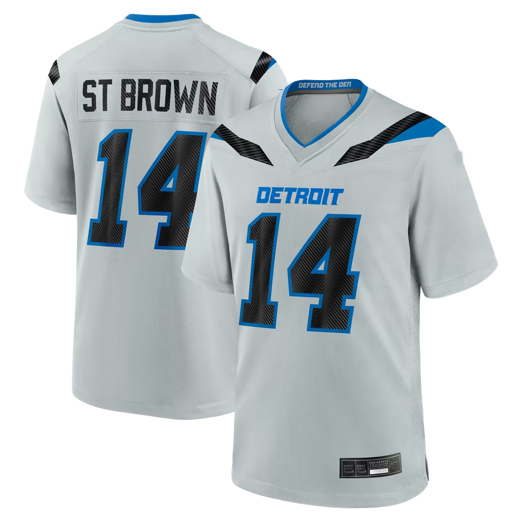 Choea D.Lions #14 Amon-Ra St. Brown Silver 2026 Rivalries Collection Game Stitched Jerseys