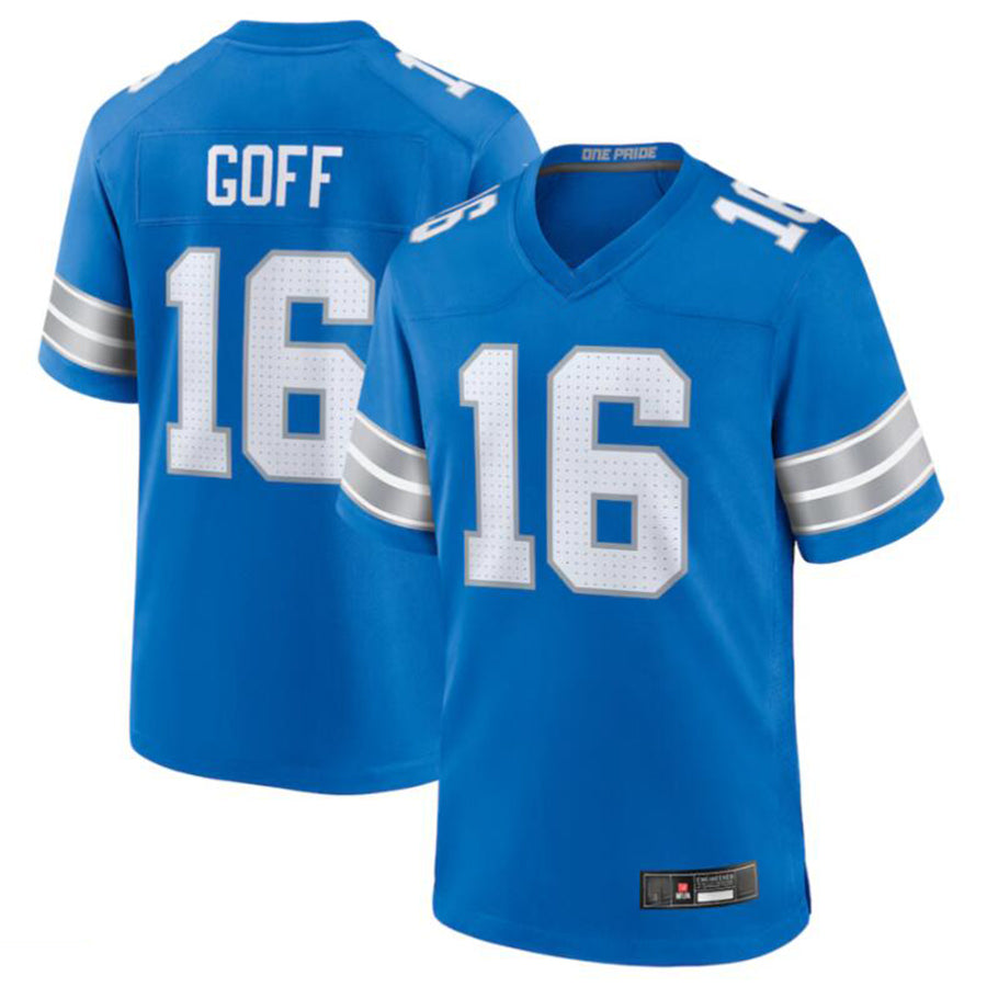 Choea D.Lions #16 Jared Goff Blue Game Jersey American Stitched Jerseys