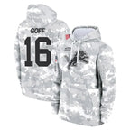 Choea D.Lions #16 Jared Goff Player Arctic Camo Salute to Service Hoodies Limited Game Stitched Jerseys