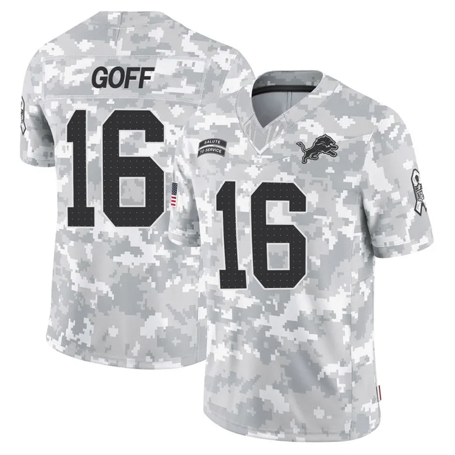 Choea D.Lions #16 Jared Goff Player Arctic Camo Salute to Service Limited Stitched Jerseys