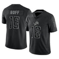 Choea D.Lions #16 Jared Goff Player Black REFLECTIVE Limited Stitched Jerseys