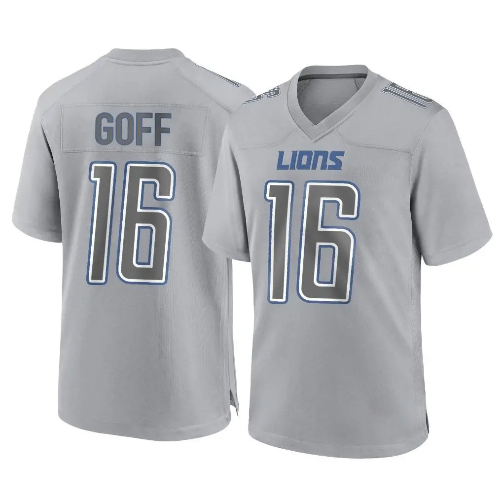 Choea D.Lions #16 Jared Goff Player Gray Atmosphere Fashion Home Game Stitched Jerseys