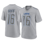 Choea D.Lions #16 Jared Goff Player Gray Atmosphere Fashion Home Game Stitched Jerseys