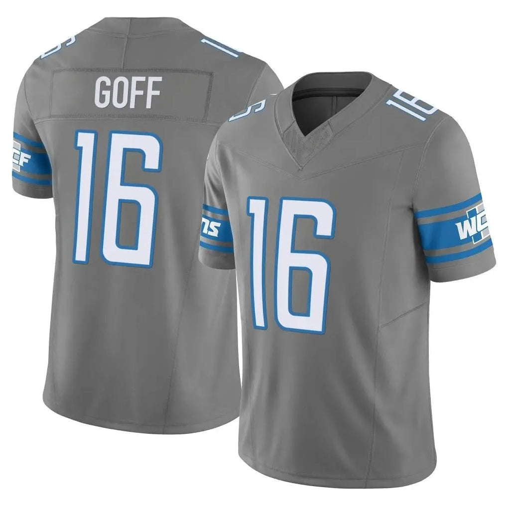 Choea D.Lions #16 Jared Goff Player Gray Vapor F.U.S.E. Limited Home Game Stitched Jerseys