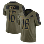 Choea D.Lions #16 Jared Goff Player Olive Salute To Service Limited Game Stitched Jerseys