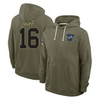 Choea D.Lions #16 Jared Goff Player Olive Salute to Service Pullover Hoodies Limited Stitched Jerseys