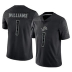 Choea D.Lions #1 Jameson Williams Player Black Reflective Limited Home Game Stitched Jerseys