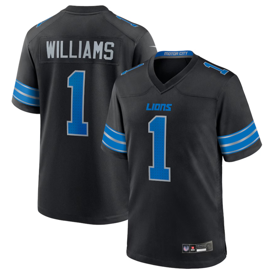 Choea D.Lions #1 Jameson Williams Player Black Replica Game Stitched Jerseys
