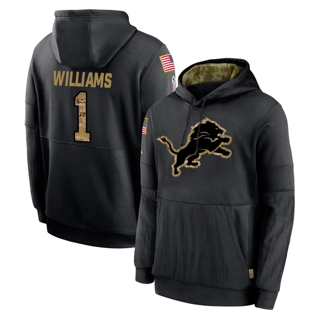 Choea D.Lions #1 Jameson Williams Player Black Salute to Service Hoodies Limited Game Stitched Jerseys