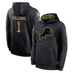 Choea D.Lions #1 Jameson Williams Player Black Salute to Service Hoodies Limited Game Stitched Jerseys