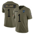 Choea D.Lions #1 Jameson Williams Player Olive 2025 Salute To Service Limited Home Game Stitched Jerseys