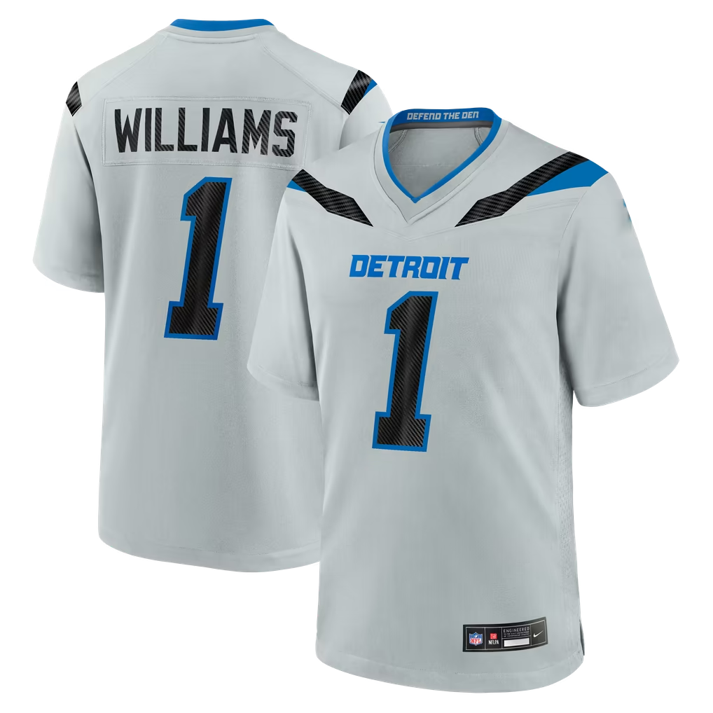 Choea D.Lions #1 Jameson Williams Silver 2026 Rivalries Collection Game Stitched Jerseys