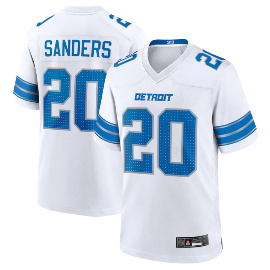 Choea D.Lions #20 Barry Sanders Player White Game Stitched Jerseys