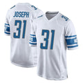 Choea D.Lions #31 Kerby Joseph Player White Home Game Stitched Jerseys