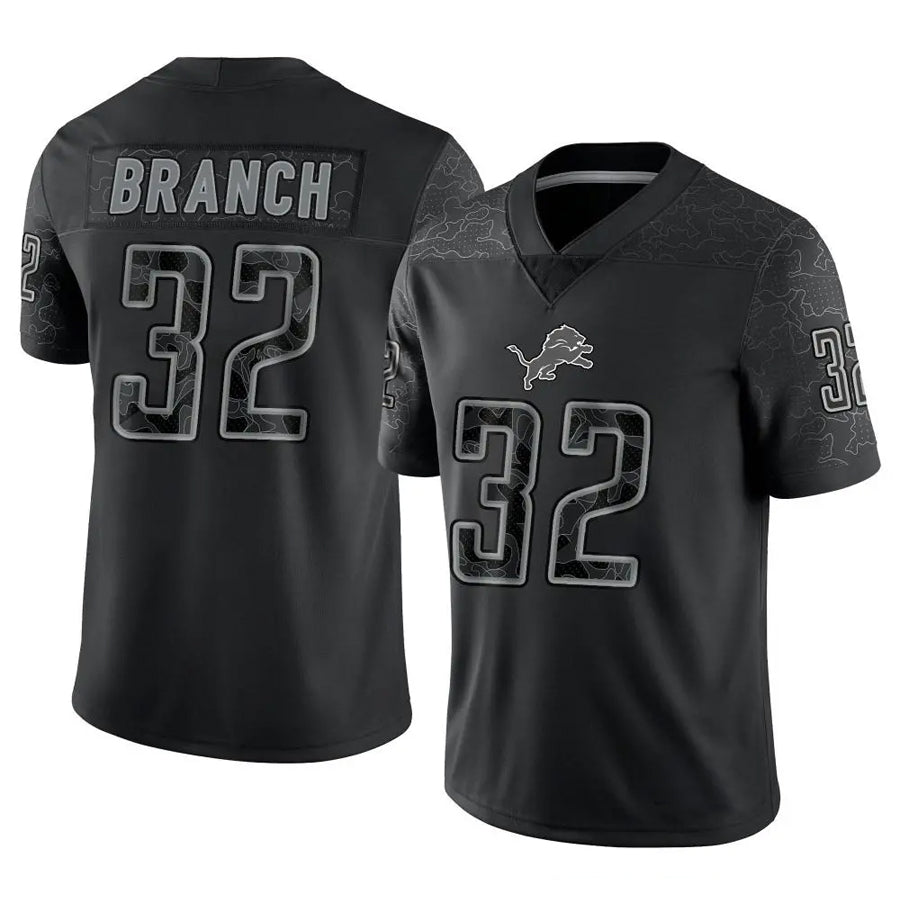 Choea D.Lions #32 Brian Branch Player Black REFLECTIVE Limited Stitched Jerseys