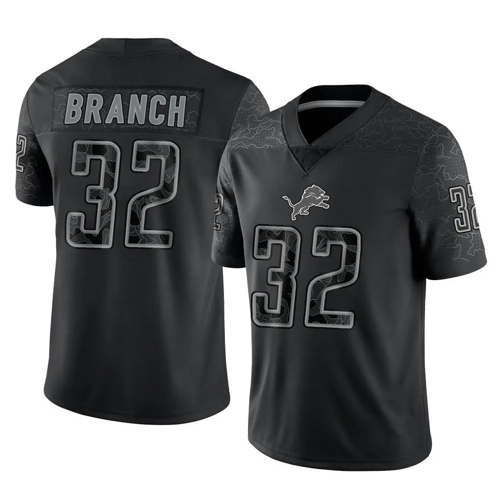 Choea D.Lions #32 Brian Branch Player Black Reflective Limited Home Game Stitched Jerseys