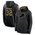 Choea D.Lions #32 Brian Branch Player Black Salute to Service Hoodies Limited Game Stitched Jerseys