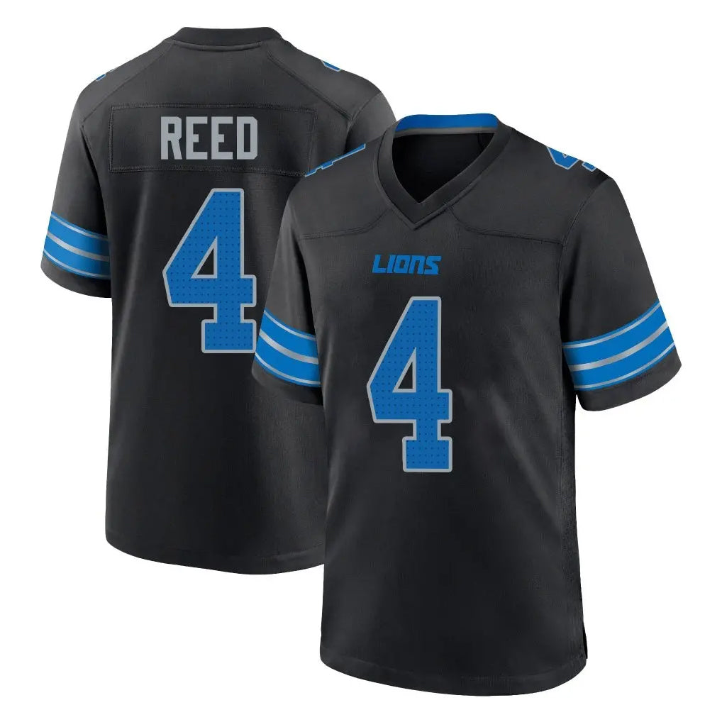 Choea D.Lions #4 D.J. Reed Player Black Alternate Home Game Stitched Jerseys