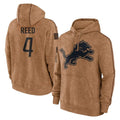 Choea D.Lions #4 D.J. Reed Player Brown Salute to Service Hoodies Limited Game Stitched Jerseys