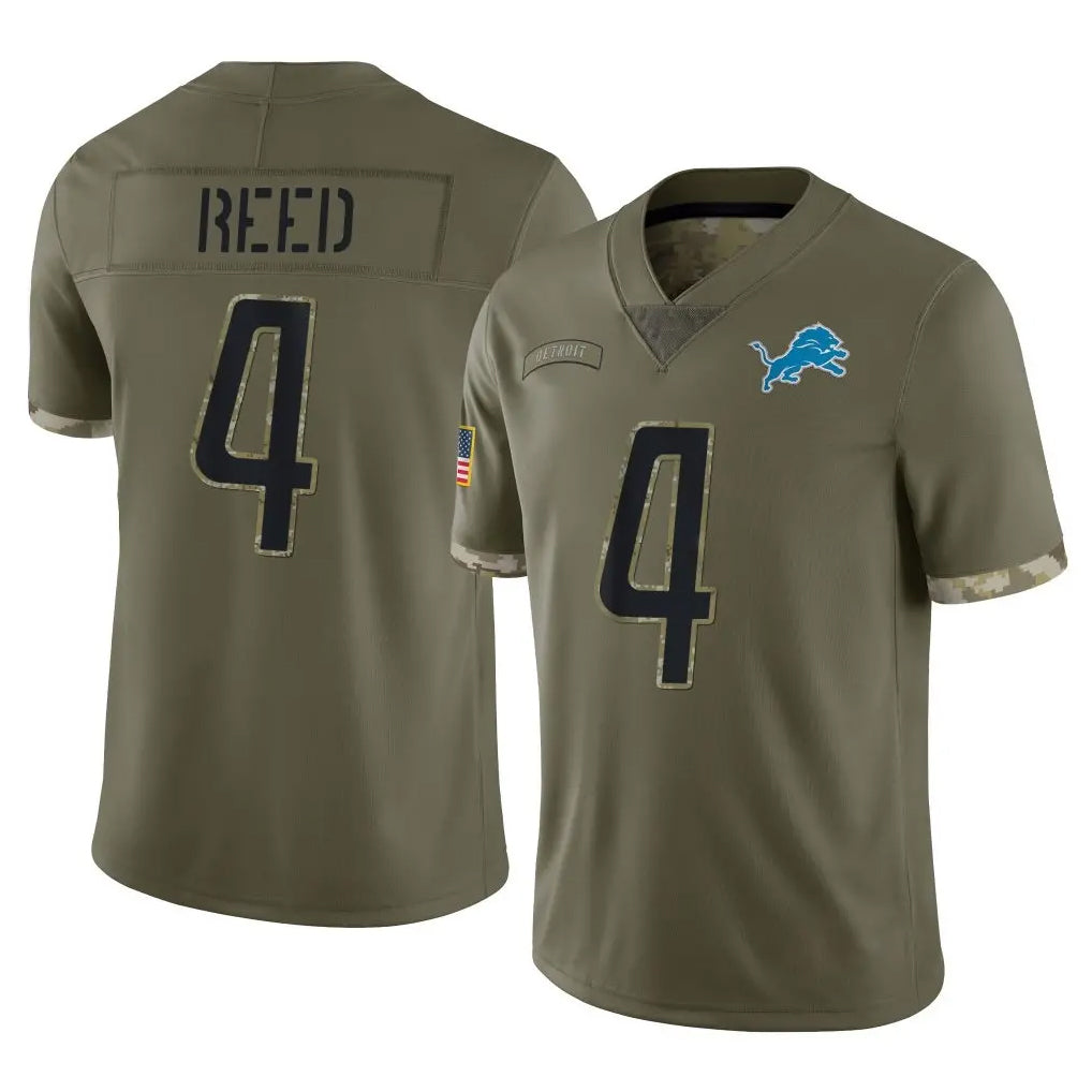 Choea D.Lions #4 D.J. Reed Player Olive Salute To Service Limited Stitched Jerseys