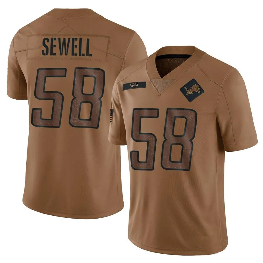 Choea D.Lions #58 Penei Sewell Player Brown Salute To Service Limited Stitched Jerseys