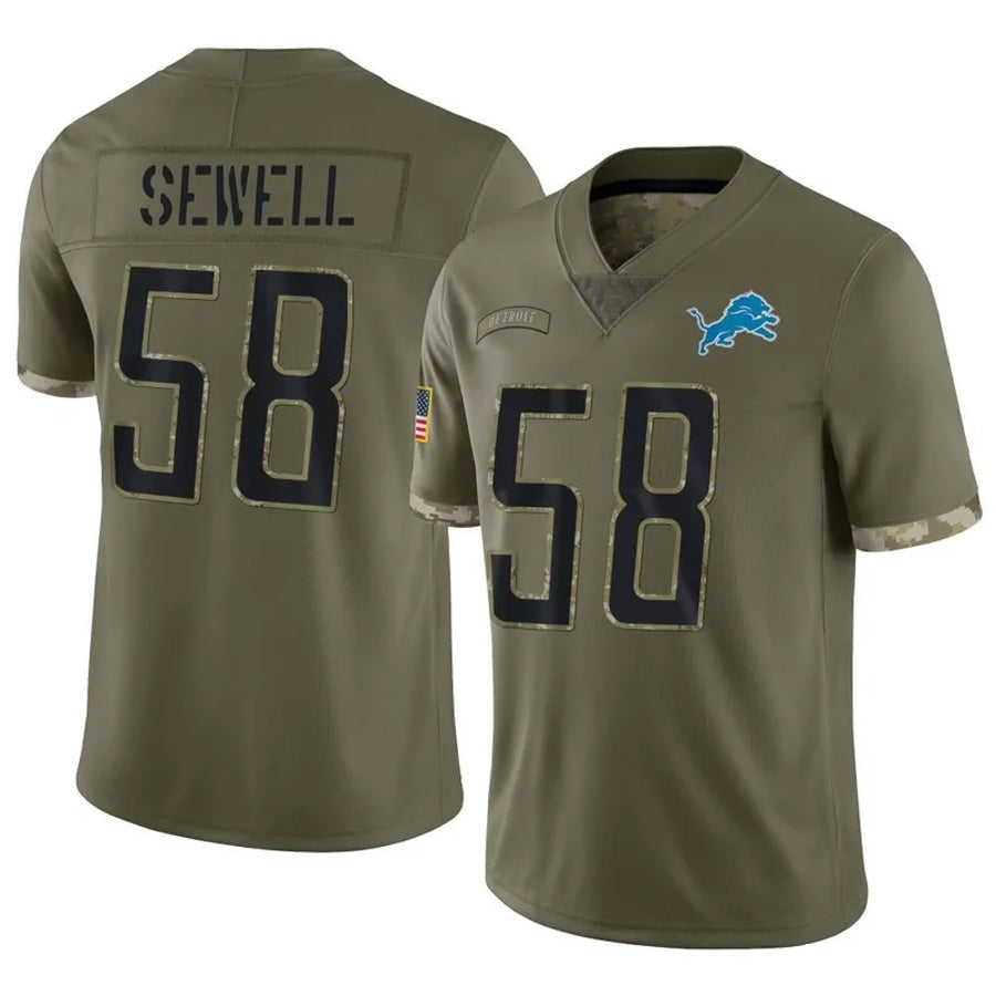 Choea D.Lions #58 Penei Sewell Player Salute To Service Olive Stitched Jerseys