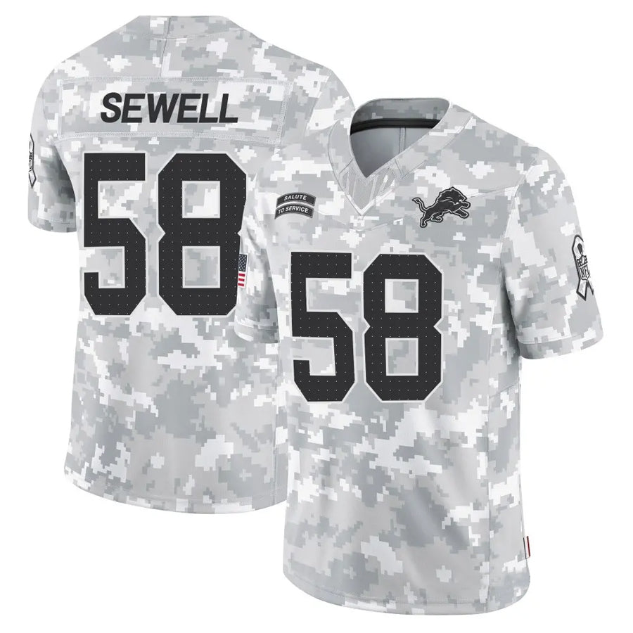 Choea D.Lions #58 Penei Sewell Player Salute to Service Limited Arctic Camo Stitched Jerseys