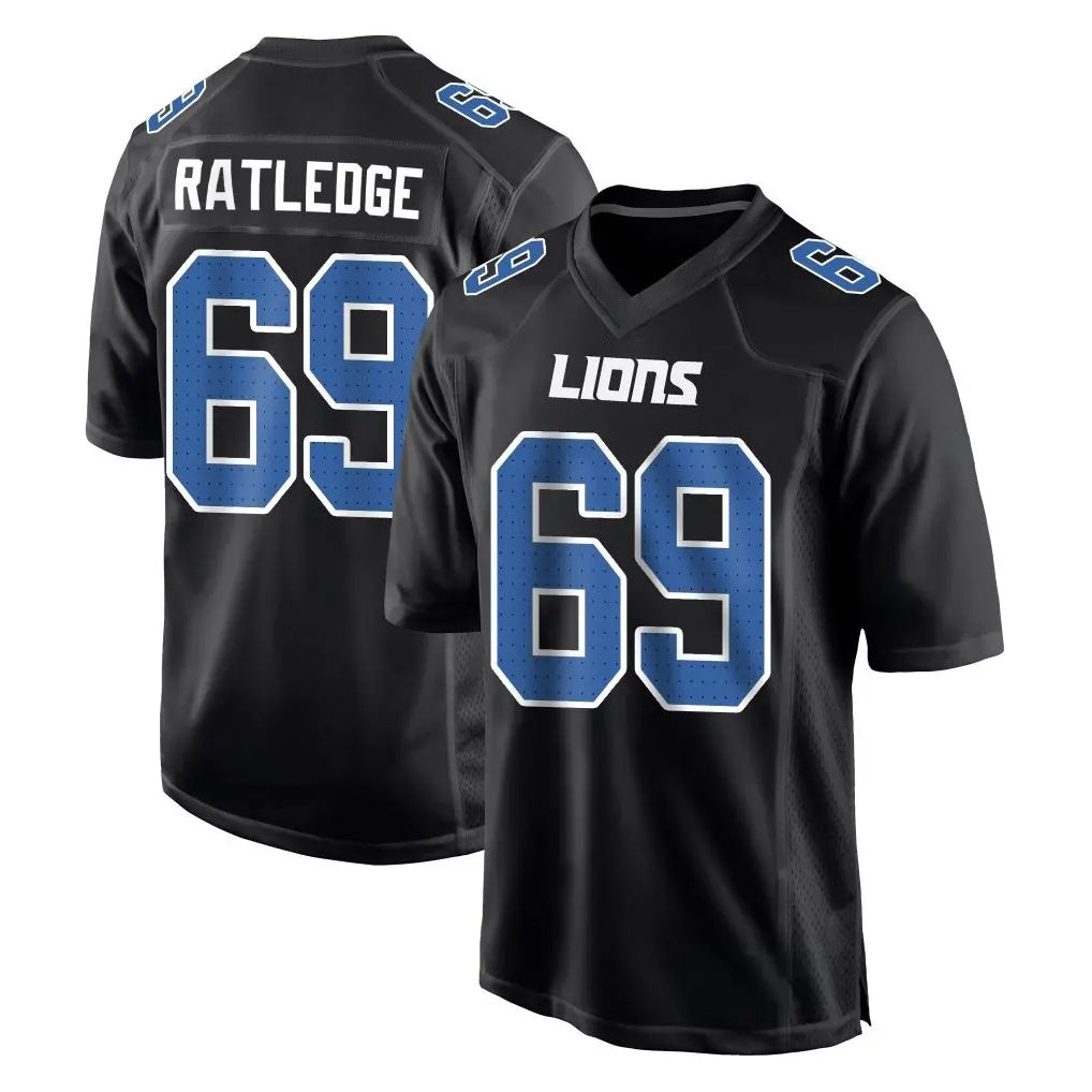 Choea D.Lions #69 Tate Ratledge Player Black Fashion Home Game Stitched Jerseys