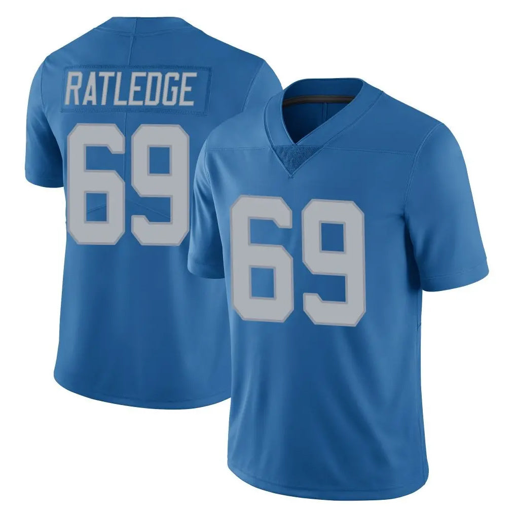 Choea D.Lions #69 Tate Ratledge Player Blue Limited Throwback Vapor Untouchable Stitched Jerseys