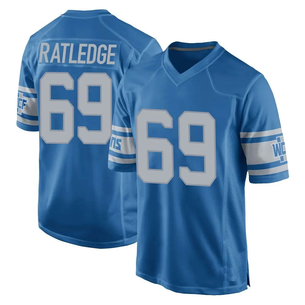 Choea D.Lions #69 Tate Ratledge Player Blue Vapor Untouchable Throwback Game Stitched Jerseys