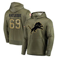 Choea D.Lions #69 Tate Ratledge Player Olive Salute to Service Pullover Hoodies Home Game Stitched Jerseys
