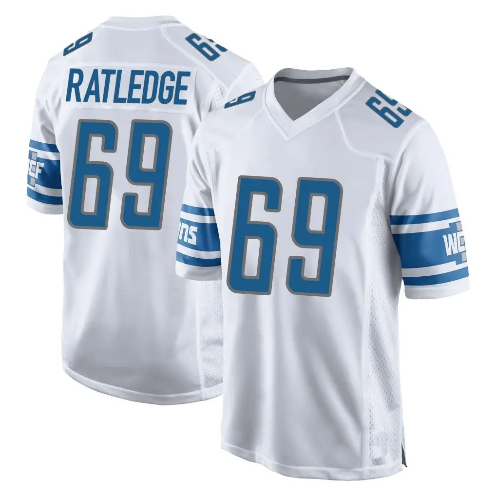 Choea D.Lions #69 Tate Ratledge Player White Home Game Stitched Jerseys