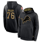 Choea D.Lions #76 Blake Miller Player Black Salute to Service Hoodies Limited Game Stitched Jerseys