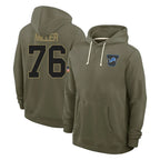 Choea D.Lions #76 Blake Miller Player Olive Salute to Service Pullover Hoodies Limited Stitched Jerseys