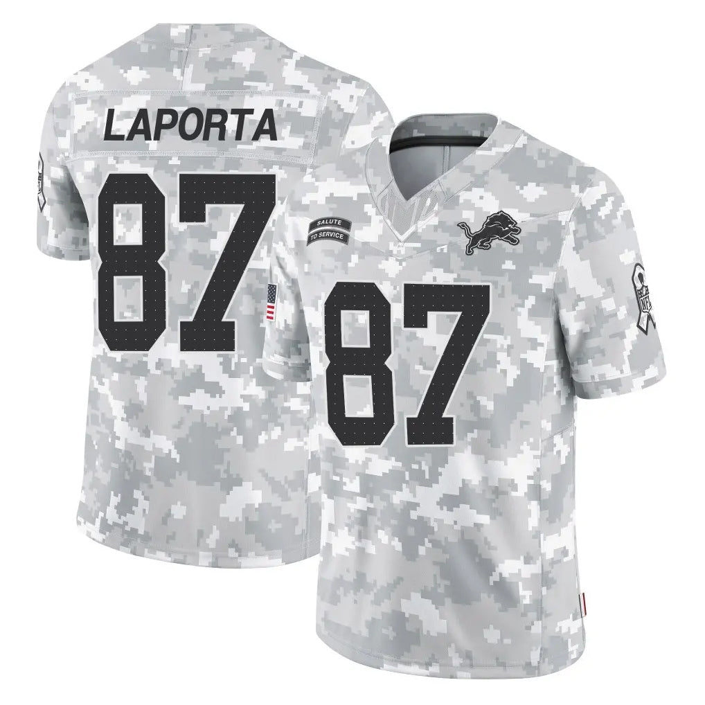 Choea D.Lions #87 Sam LaPorta Player Arctic Camo Salute To Service Limited Stitched Jerseys