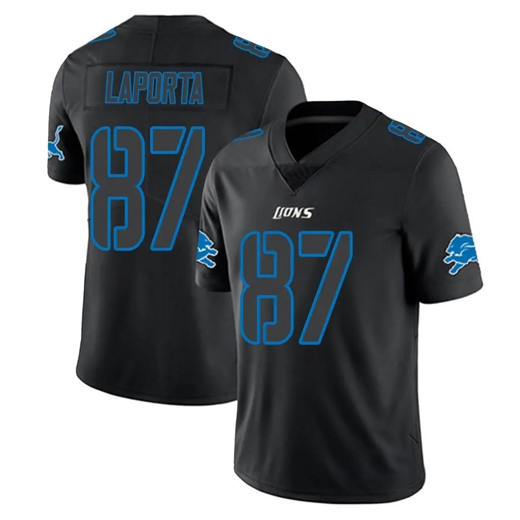 Choea D.Lions #87 Sam LaPorta Player Black Impact Limited Home Game Stitched Jerseys