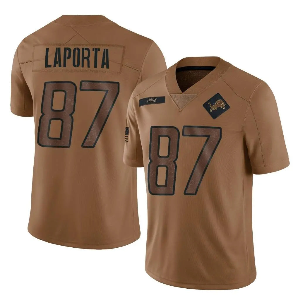 Choea D.Lions #87 Sam LaPorta Player Brown Salute To Service Limited Stitched Jerseys