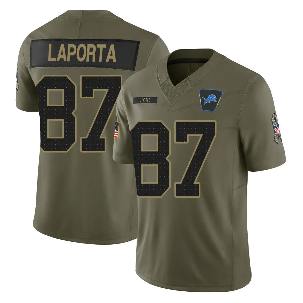 Choea D.Lions #87 Sam LaPorta Player Olive 2025 Salute To Service Limited Home Game Stitched Jerseys