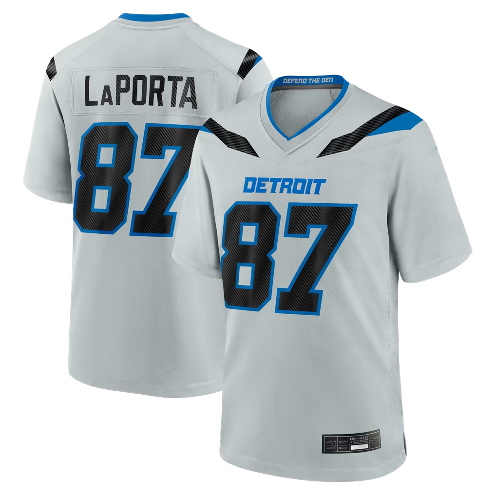 Choea D.Lions #87 Sam LaPorta Silver 2026 Rivalries Collection Game Stitched Jerseys