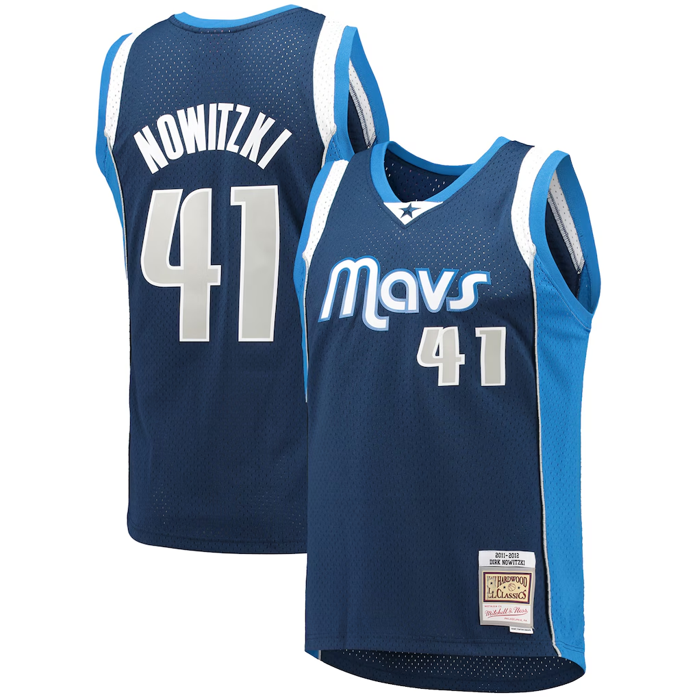 Choea D.Mavericks Mitchell & Ness #41 Dirk Nowitzki Navy Dallas Mavericks 2011-2012 Hardwood Classics Swingman Stitched Jerseys