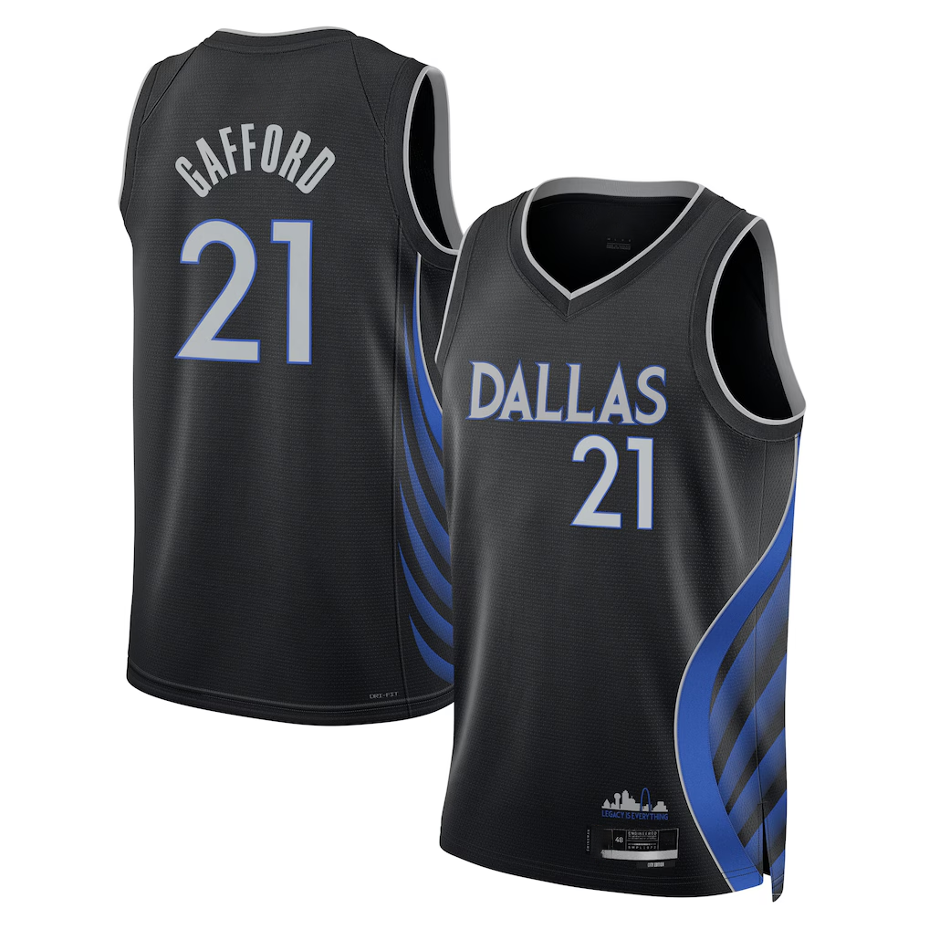 Choea D.Mavericks #21 Daniel Gafford Black 2025-2026 City Edition Swingman Stitched Jerseys
