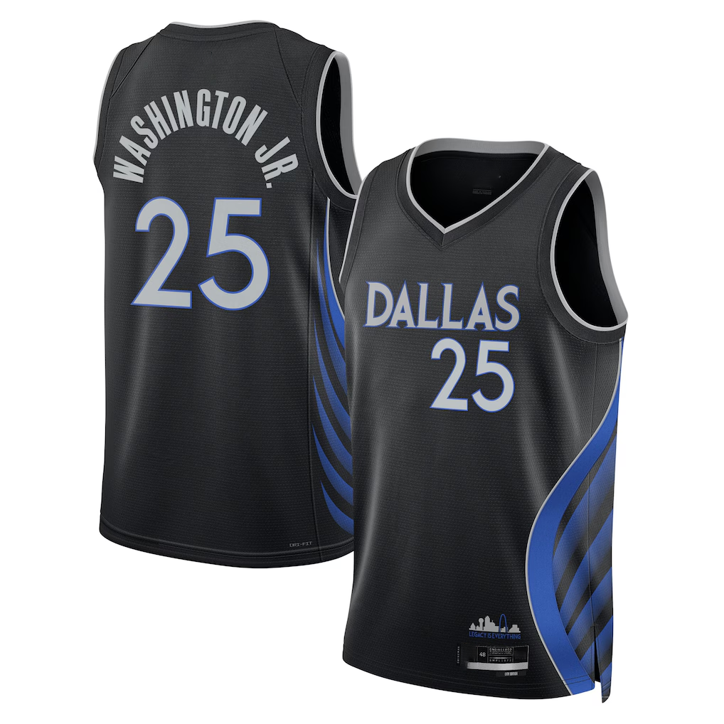 Choea D.Mavericks #25 P.J. Washington Jr. Black 2025-2026 City Edition Swingman Stitched Jerseys