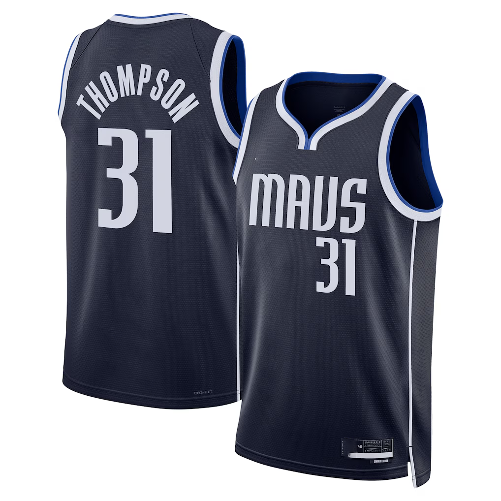 Choea D.Mavericks #31 Klay Thompson Navy Statement Edition Swingman Stitched Jerseys