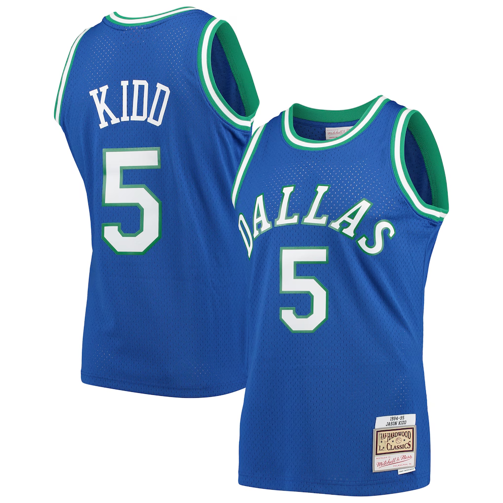 Choea D.Mavericks #5 Jason Kidd Mitchell & Ness Blue 1994-1995 Hardwood Classics Swingman Jerseys