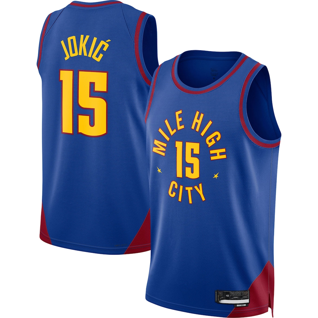 Choea D.Nuggets #15 Nikola Jokic Blue Swingman Jerseys - Statement Edition