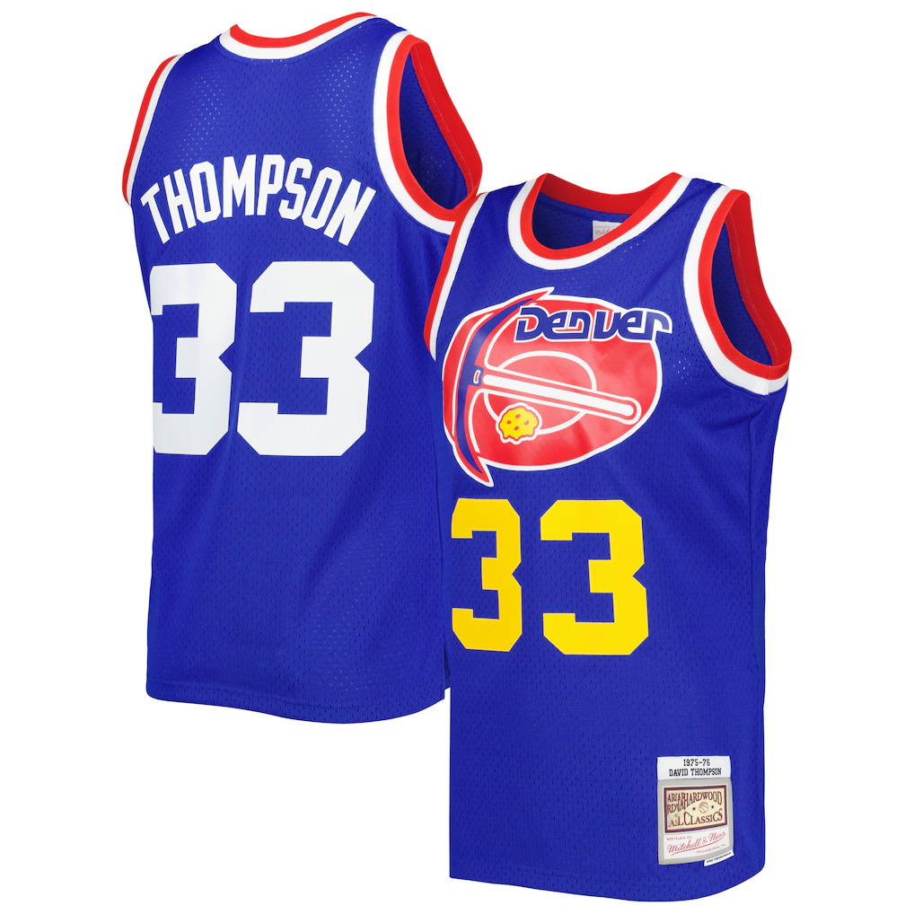 Choea D.Nuggets #33 David Thompson Mitchell & Ness Royal Hardwood Classics 1975-76 Swingman Jersey